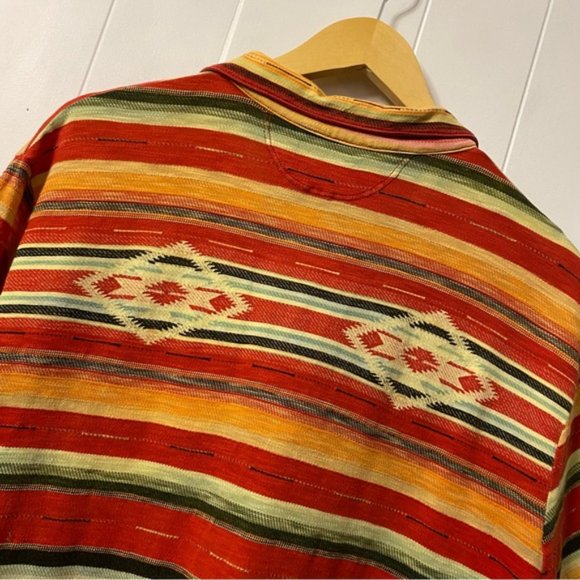 Vintage Polo Ralph Lauren Aztec 100% Cotton Southwestern Polo Shirt - Picture 9 of 12